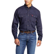 2Q Ariat FR Solid Vent Shirt in Navy